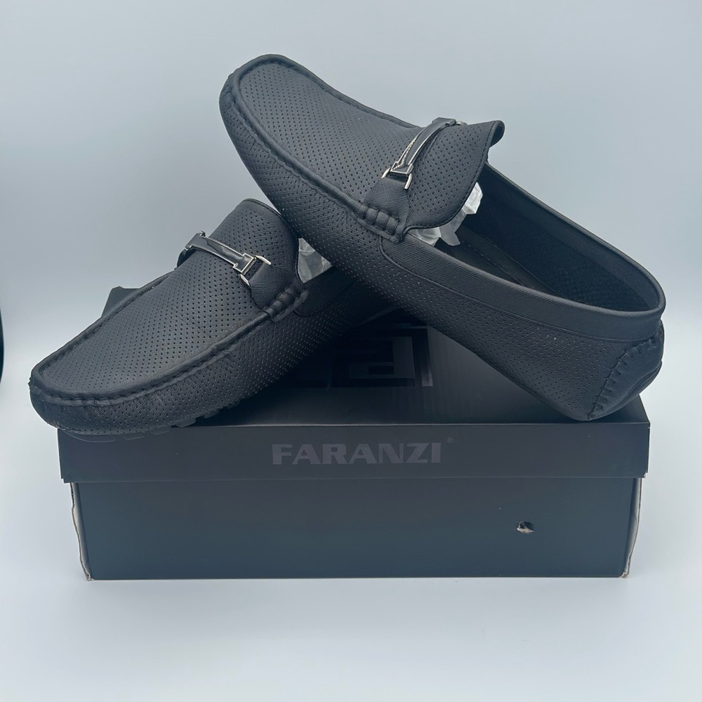 Faranzi Black Stelock Black Buckle Slip on Loafers Men's Shoe Size 10 F424043K